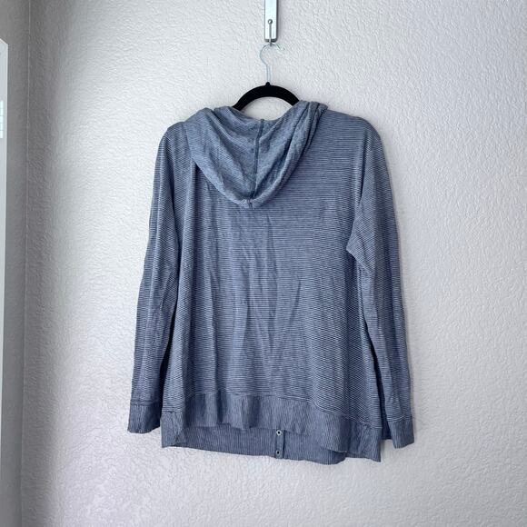 Eileen Fisher Linen Hoodie Striped Button Down Long Sleeve Lightweight - Picture 4 of 7